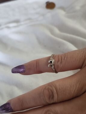 Sterling Silver Open Initial Ring in Purple